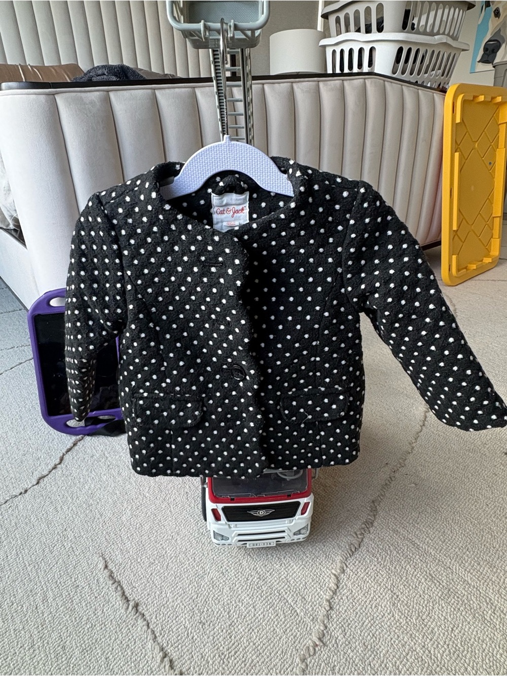 Cat & Jack | Black Polka Dot Girls' Pea Coat